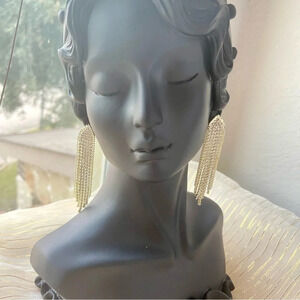 New! Rhinestone Tassel Drop Earrings Gold and Silver